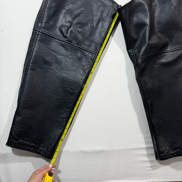 Leather Motorcycle Chaps Over Pants Adjustable 3XL Bikercore Biker Rocker Vtg - Picture 3 of 13